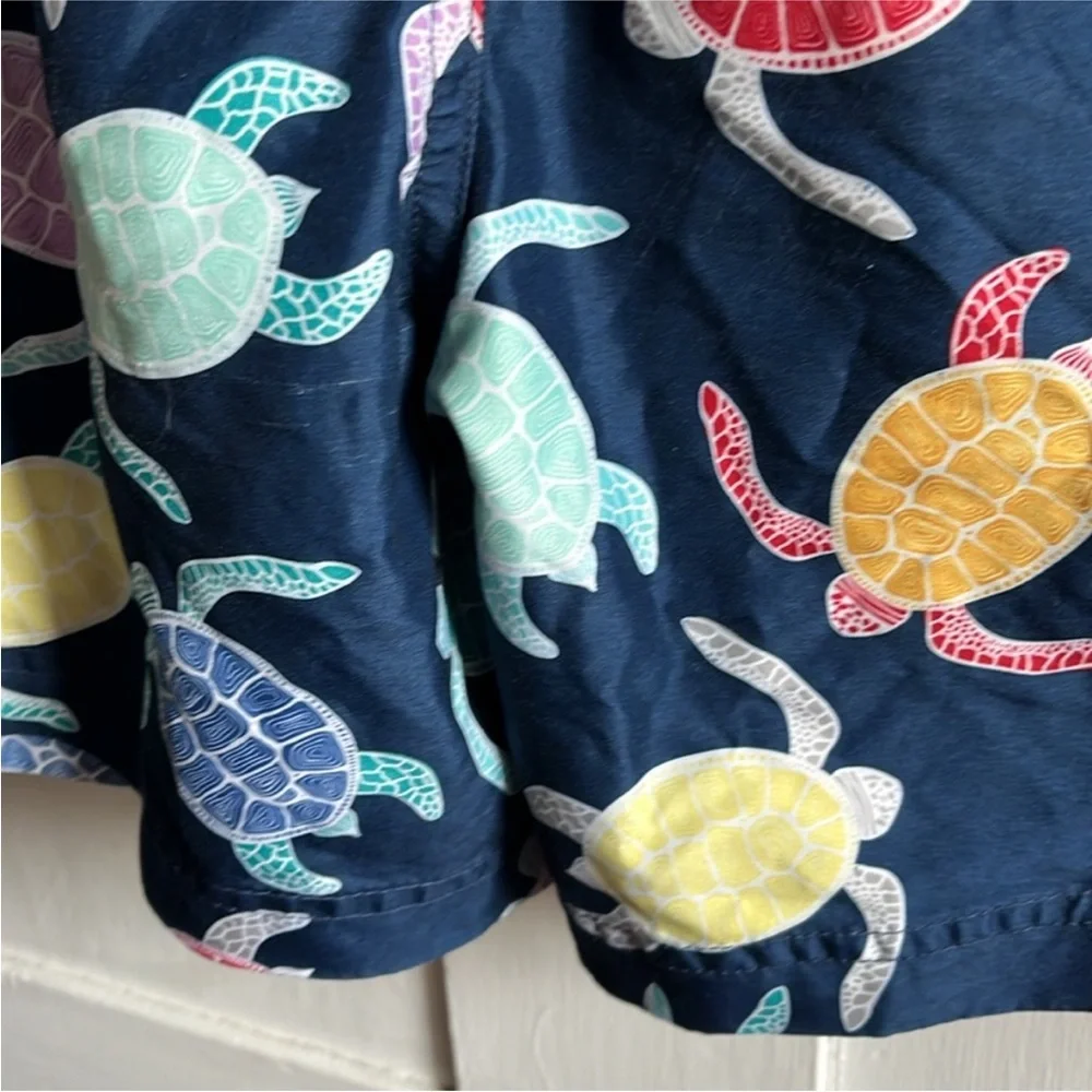 Tropical Sea Turtle Flamingo Print Swim Board Shorts Swimsuit Trunks Small S